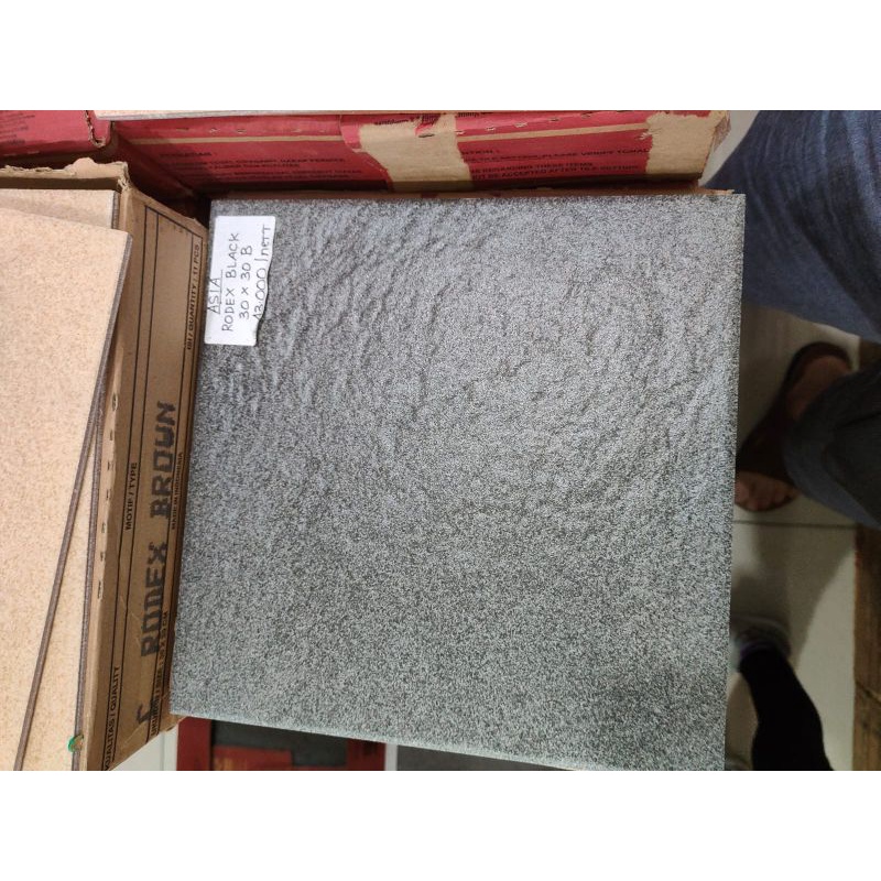Keramik Lantai teras/garasi Asia Rodex Black 30x30 kw3