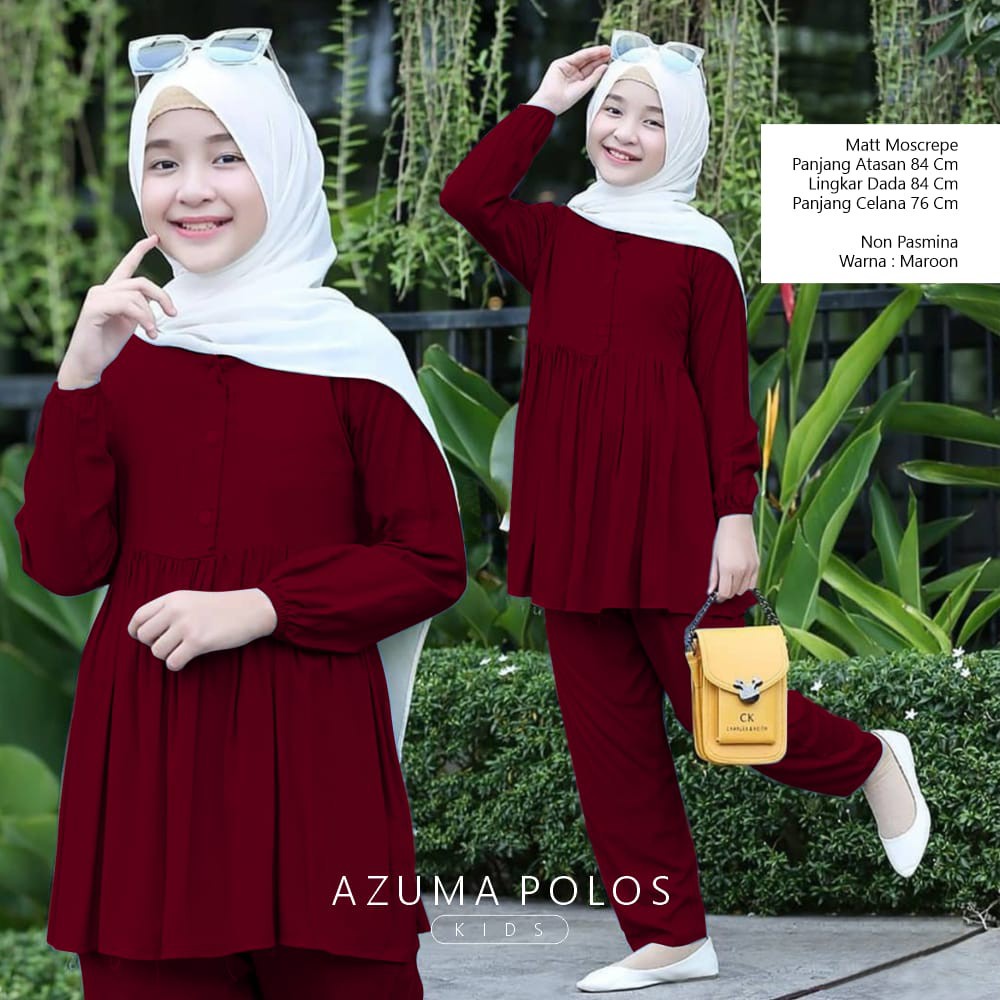 Pakaian Muslim anak perempuan 6-12 tahun // tunik anak perempuan // baju anak perempuan one set