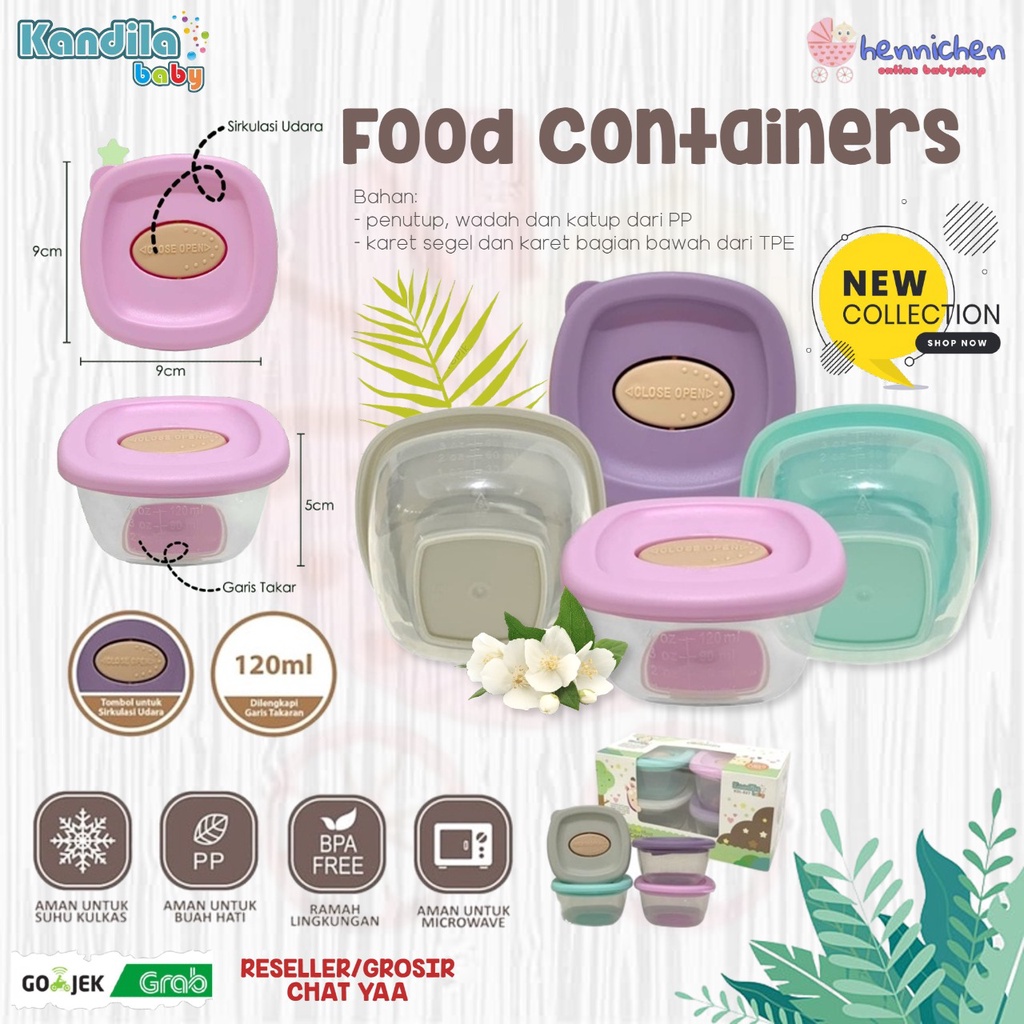 Kandila Baby Food Containers 120ml KDL 027 / KDL027-2 / KDL027-3 KDL027-4 / KDL027-5 / KDL027-6 / KDL027-7 / KDL027-9 Wadah Tempat Makan Bayi