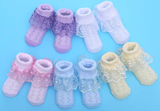 1234OS - [ISI 3] Kaos kaki renda bayi perempuan / kaos kaki renda anak perempuan import