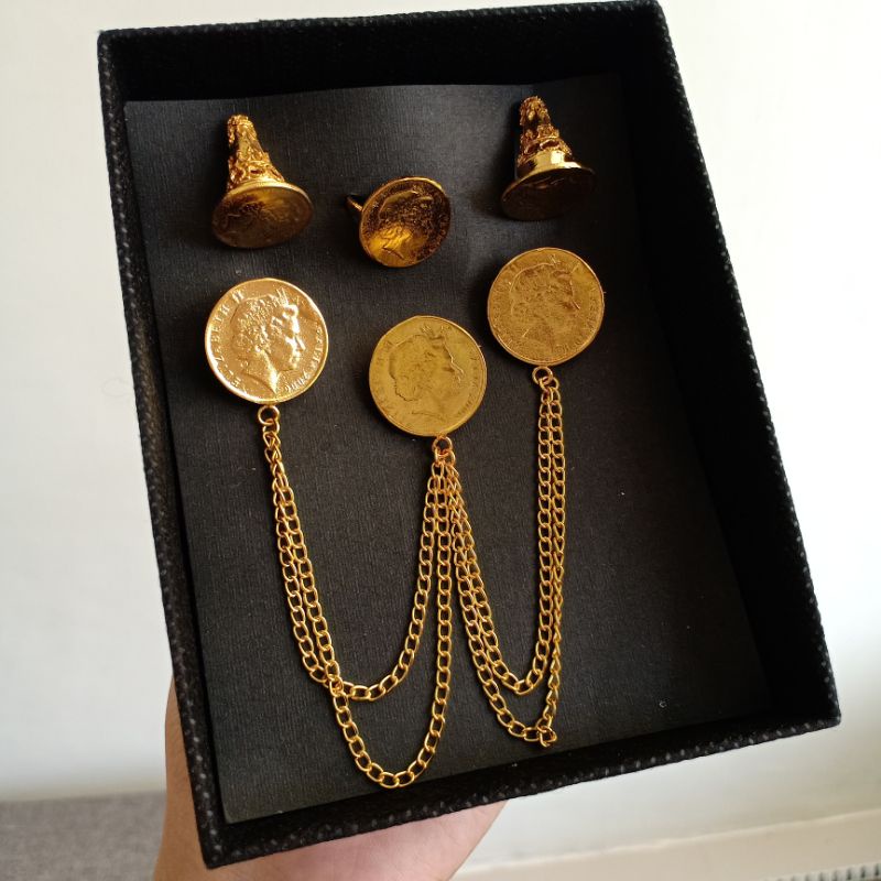 Bros Alpaka Peniti Koin/ Set Koin/ Bros Saja