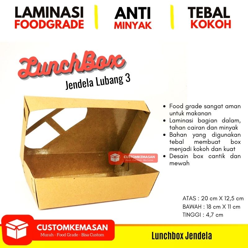 Lunch Box Jendela / Lunch Box Window / Lunch Box Paper / Paper Lunch Box / Box Nasi / Lunch Box Kraf
