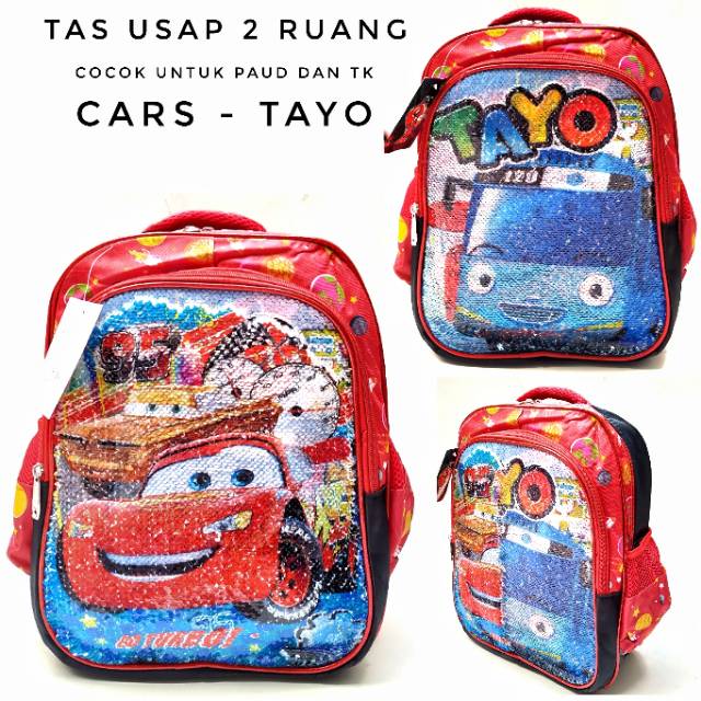 TAS ANAK COWO KARAKTER SEQUIN / USAP UNTUK PAUD - TK