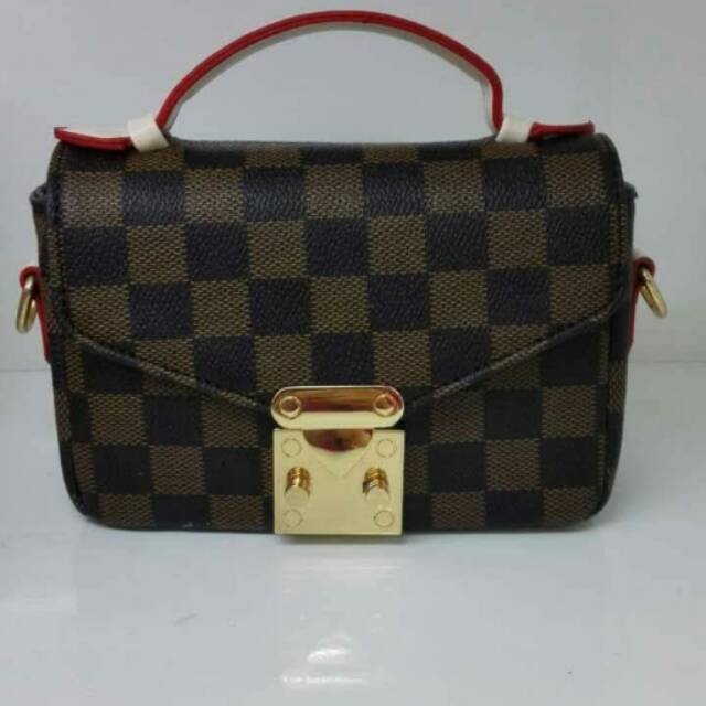 Tas anak perempuan cewek import brown square LV fashion bag selempang