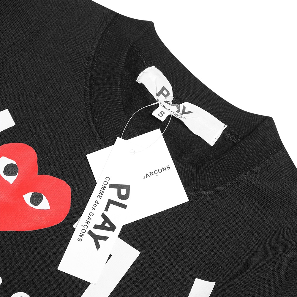 CDG Play Inverted Text Logo Sweatshirt Black