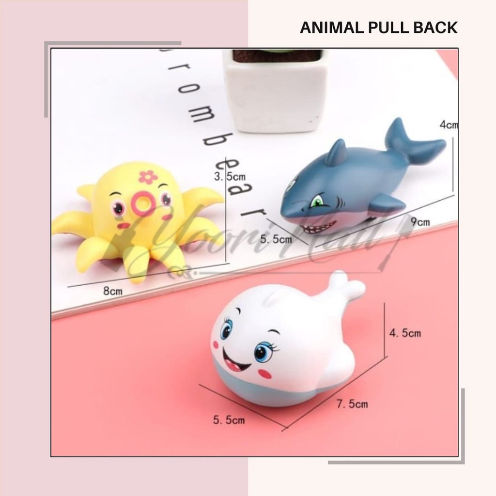 Mainan tarik animal (pull back) mainan anak animal lucu binatang laut pullback