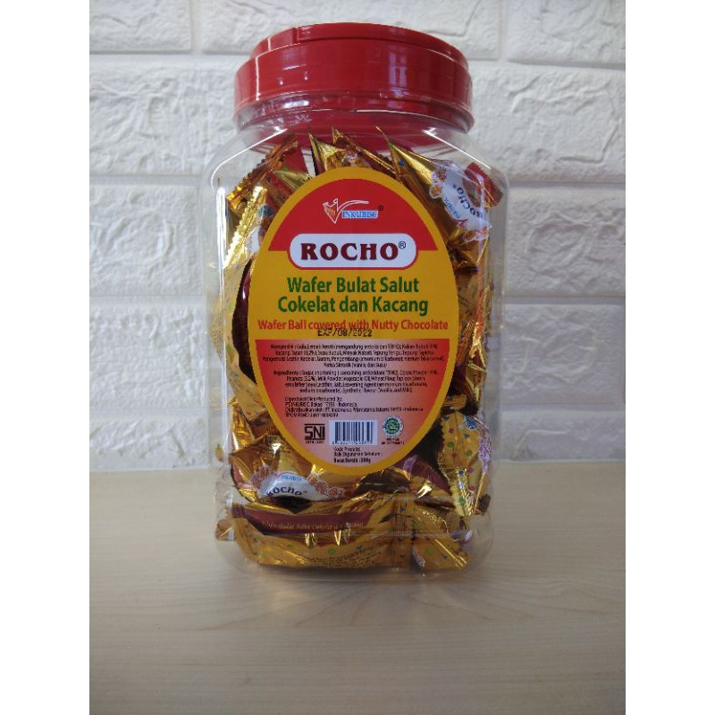 Rocho Wafer Bulat Salut Coklat Kacang isi 40pcs || Rokari coklat terlaris || Paket lebaran