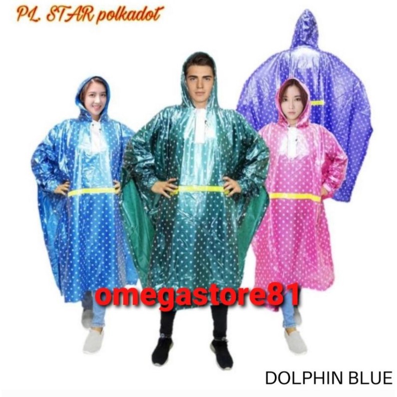 jas hujan poncho lengan star polkadot dolphin 656