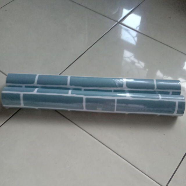 Kmk10421 Premium Wallpapaer 10meter X 45cm Wallpaper Dinding Sticker Walpaper Bata Biru