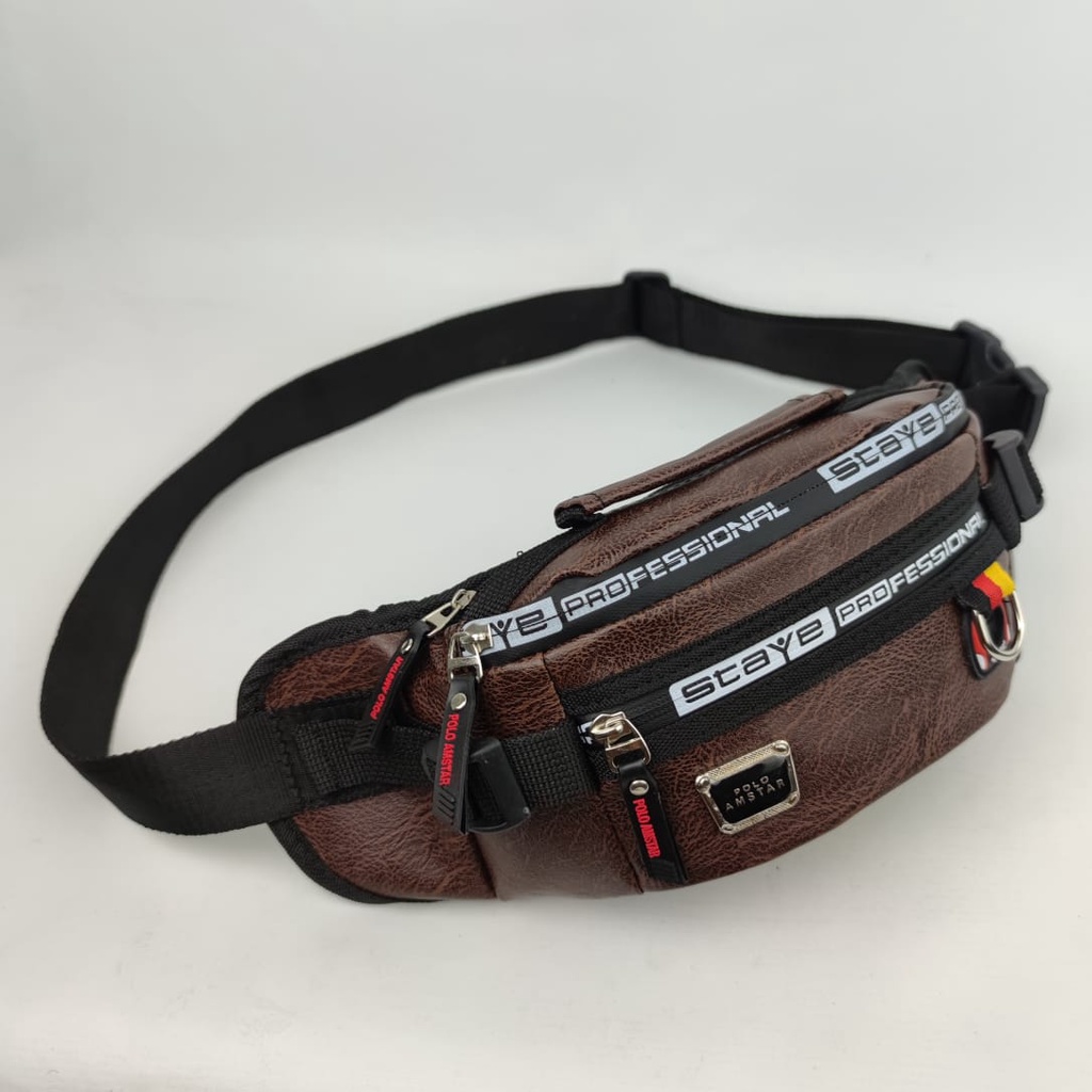 Waistbag Kulit PU Leather Polo Amstar Tas Pinggang tas Selempang Bahu Waterroof