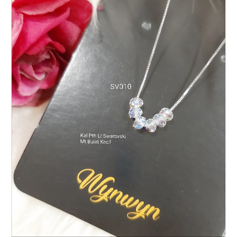 Kalung Putih Liontin Swarovski Mt Bulat Kecil SV010