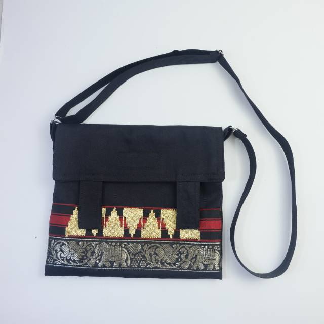 Tas Selempang Tapis | Black Twill Ethnic Horz Tipe SB-BTHOLG | Slingbag Etnik