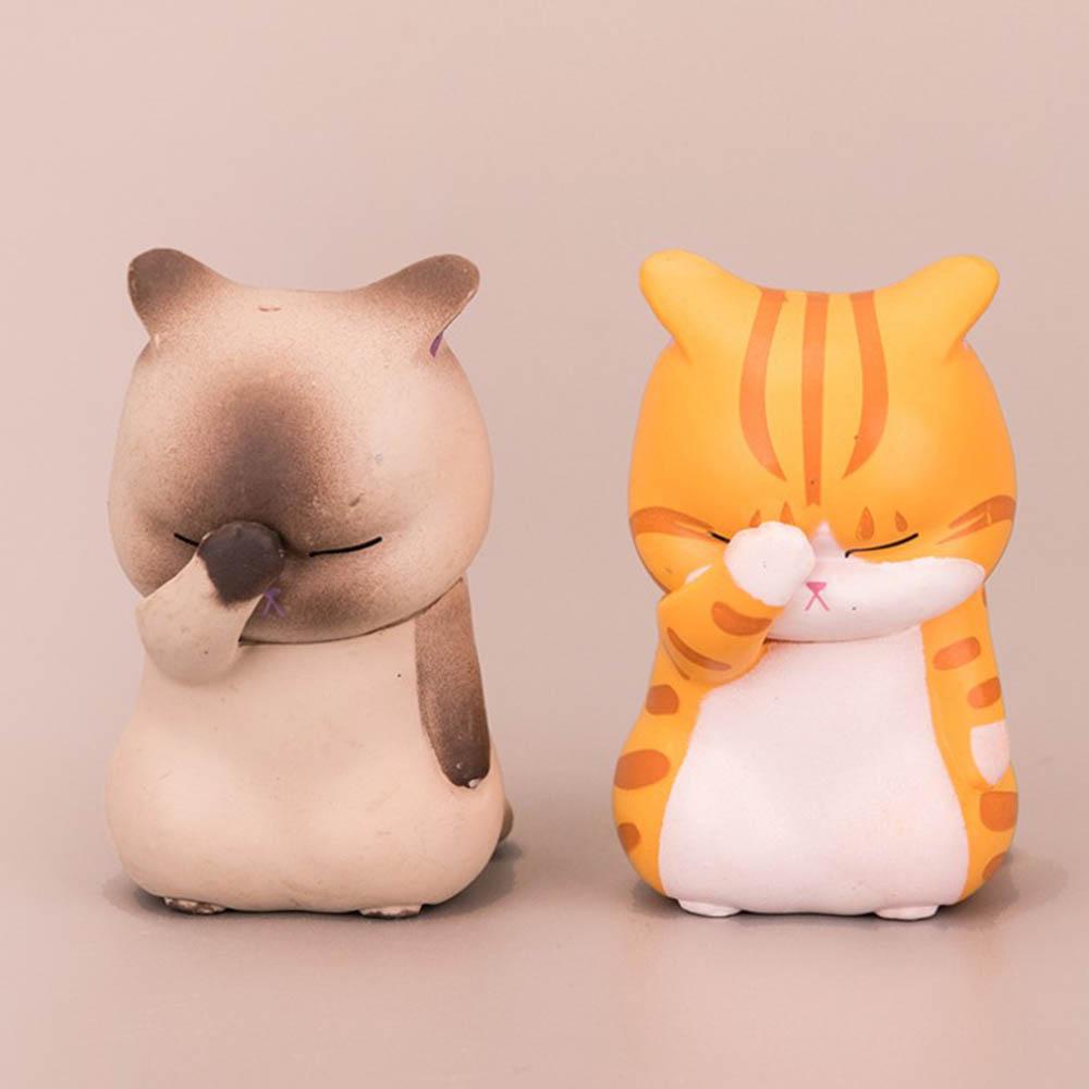 Nickolas1 Miniatur DIY Kucing Anime Mainan Lucu Dekorasi Rumah Patung Kartun