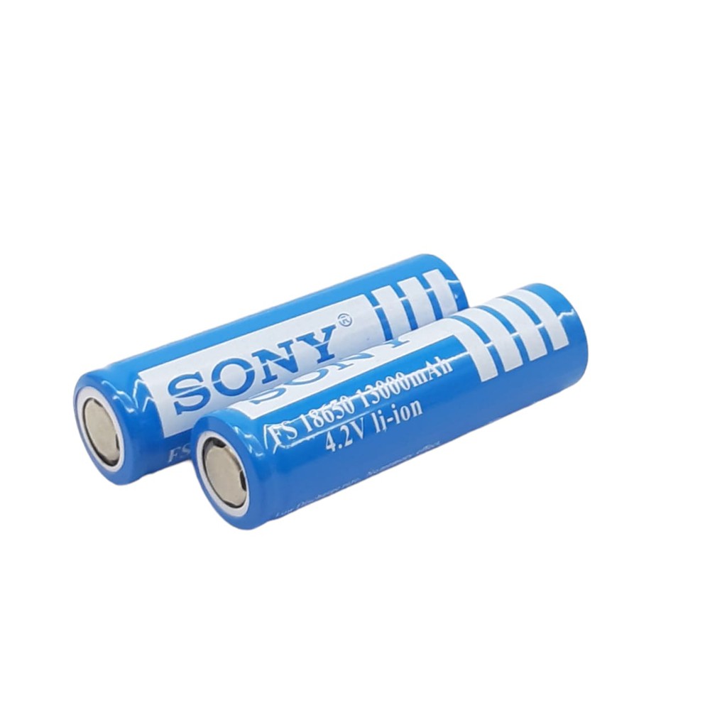 Baterai Charger ICR18650 Li-ion 4.2volt-13000mAh Warna Biru Tube Positif Ceper Isi 2pcs