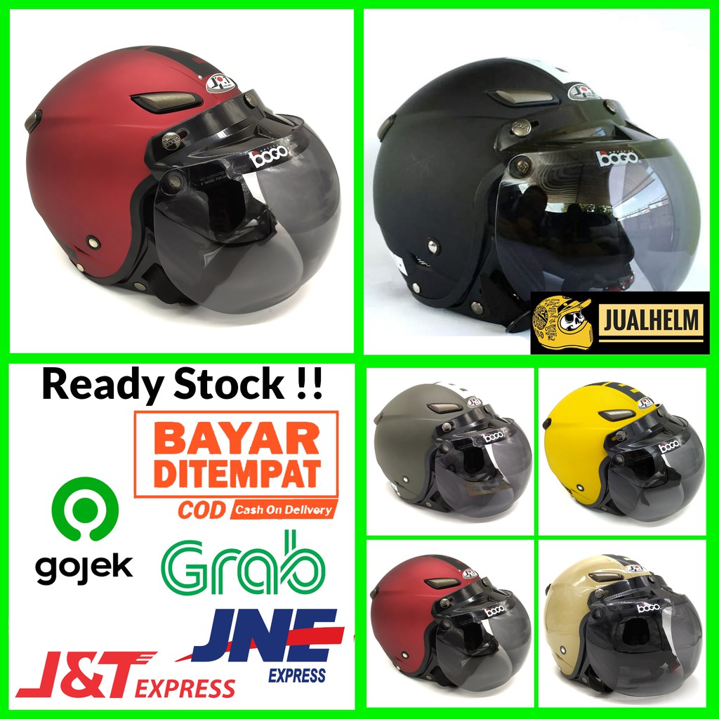 Helm JPN MOMO + Kaca Bogo Bubble ORIGINAL ( Helm Klasik / Helm Vespa )