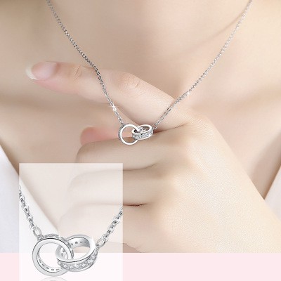 925 perak sterling untuk wanita kalung berlian fashion perhiasan