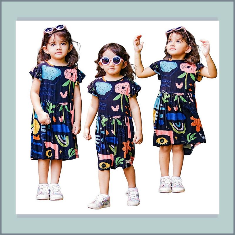 [Ramona Co] Dress Anak Moniq 1-6 Tahun Mix Motif Baju Anak Perempuan Bahan Katun Rayon Super Premium