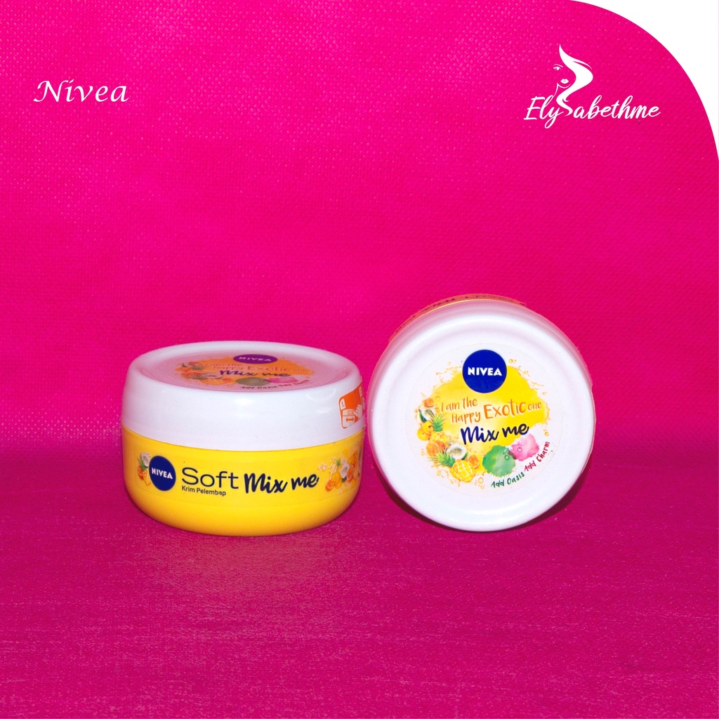 ✿ELYSABETHME✿ Nivea Soft Cream pelembab im happy exotic mix me kulit badan campur bleaching