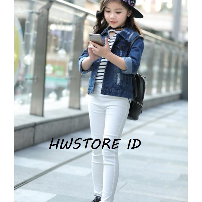 Legging Jeans Anak Perempuan Warna Putih Usia Baby sampai 11 Tahun