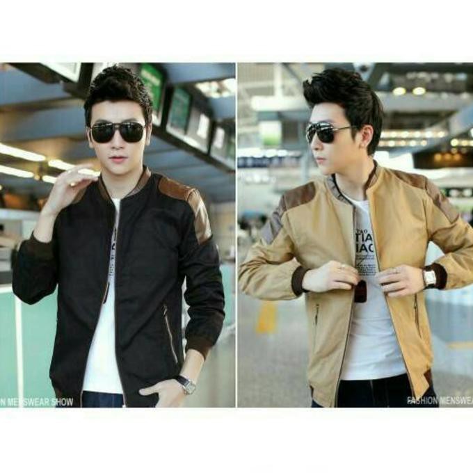 Super Promo Murah Jaket Pria Korea Keren Anti Air Scode Man Black & Cream - 7B95Aa