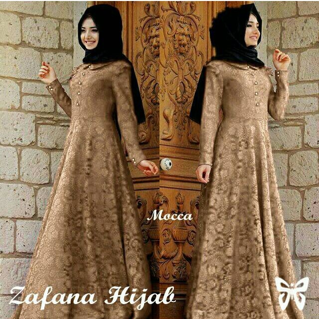 HOPYLOVY Gamis Wanita Brukat | Maxi Dress Brukat | Fashion Muslim | Brokat Dress