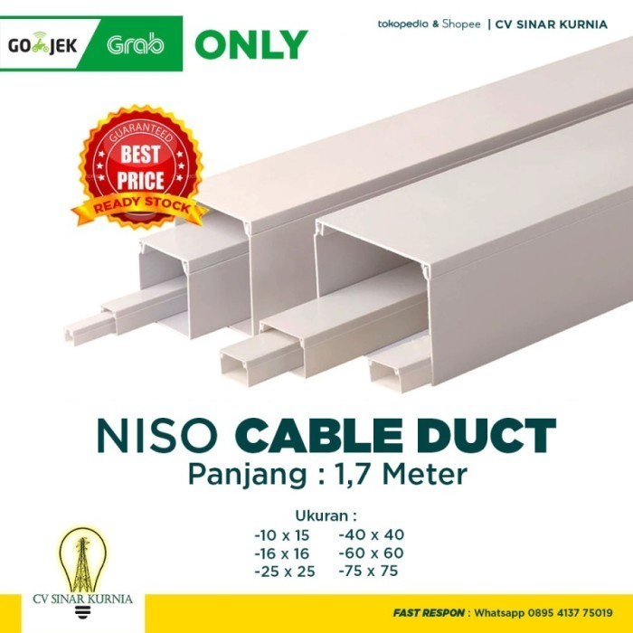 NISO KABEL DUCT 40 X 60 1.7 Meter /TRUNKING 40X60 DAK WIRING PROTEKTOR Original Grosir