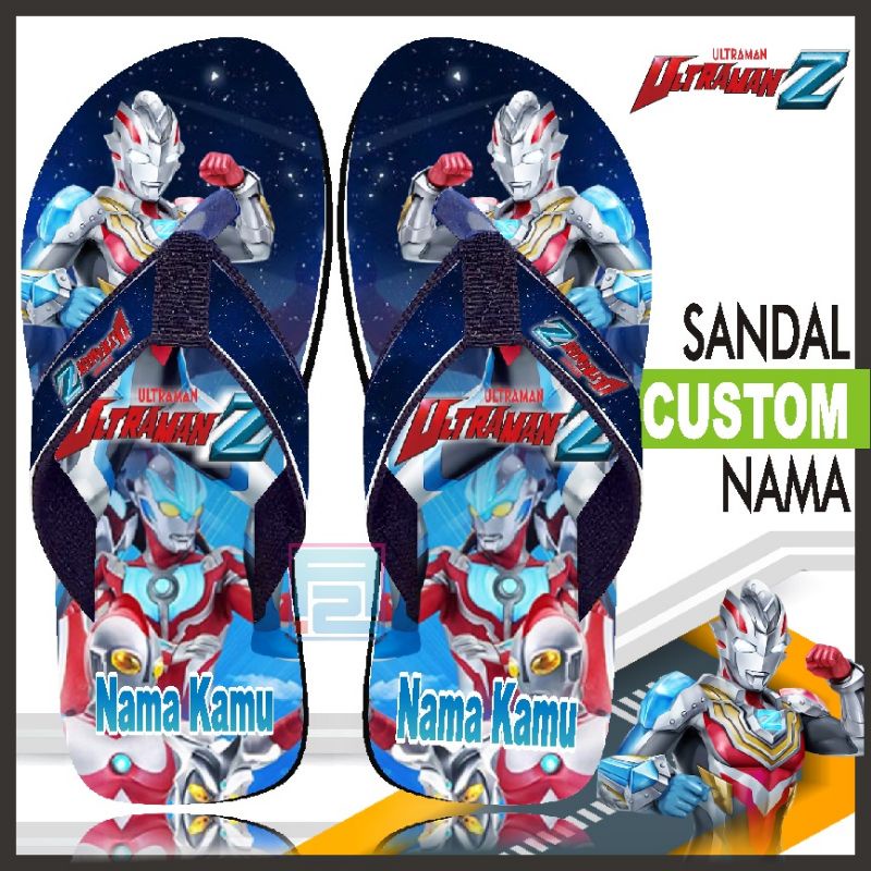 Sandal Custom Nama Karakter ULTRAMANN anak/Dewasa Free Custom Suka Suka