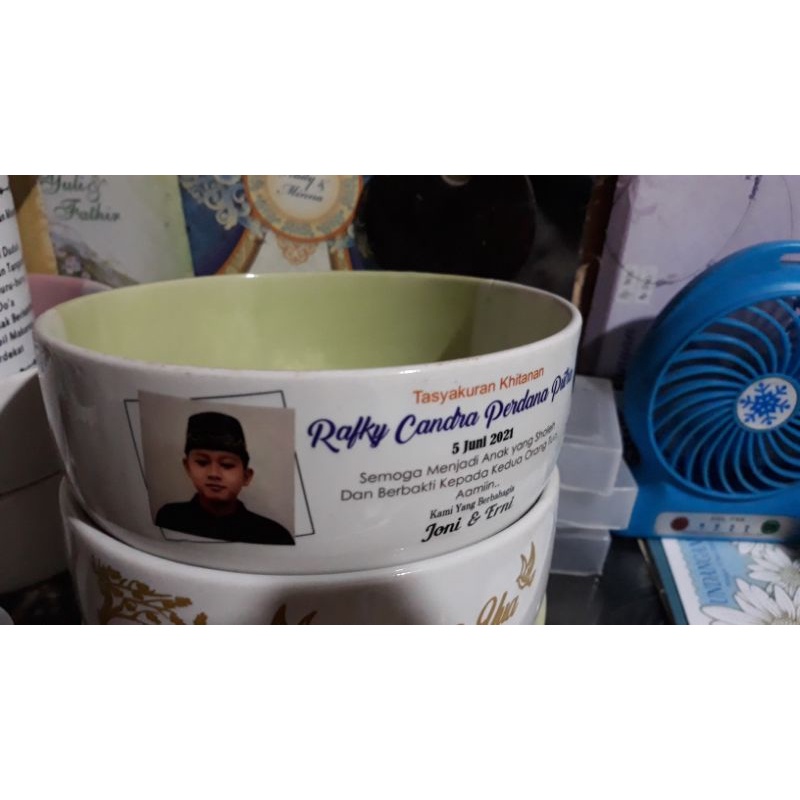 mangkok keramik two tone bulat full colour