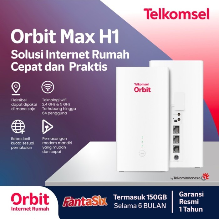 Orbit Max H1 Modem WiFi 4G High Speed Bonus Data Telkomsel