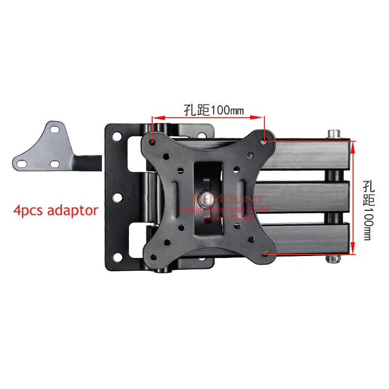 D-Mount Telescopic TV Bracket 100x100 200x200 Pitch for 12-37 Inch- LCD-123A - Black