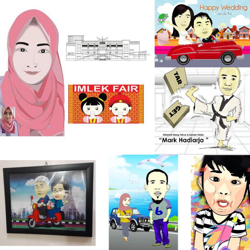 

jasa ilustrasi karikatur digital gambar realisitik lukis wajah