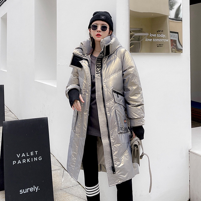 Putih Bebek Jaket Wanita Panjang 2021 Korea Overknee Jaket Tebal Bawah jaket Fashion