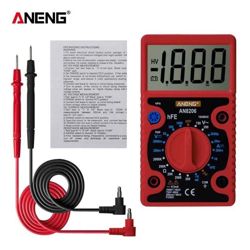 ANENG Digital Multimeter Layar Besar Voltage Tester - AN8206