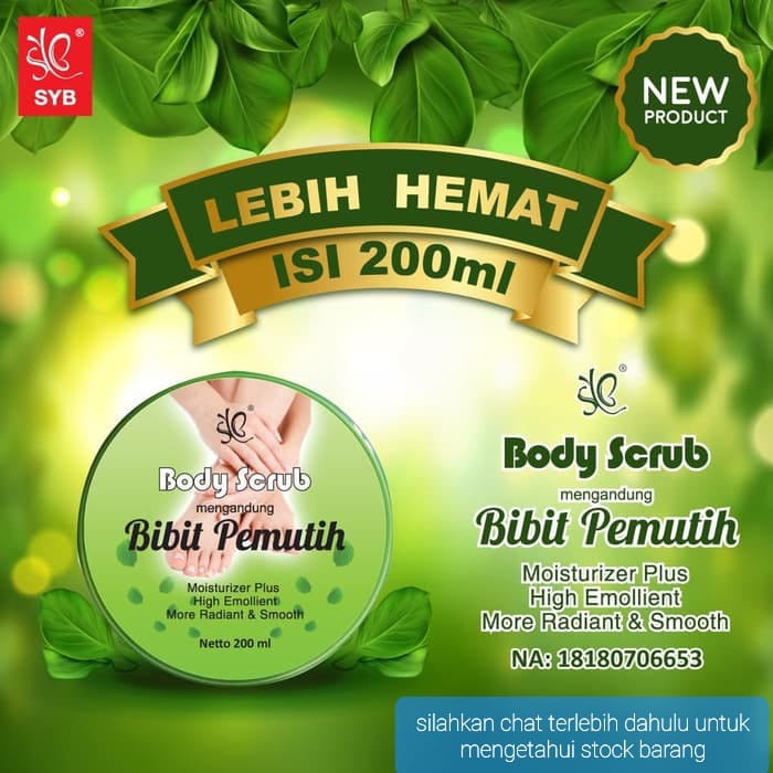 SYB BODY SCRUB LULUR BIBIT PEMUTIH BADAN WHITENING PERAWATAN BADAN