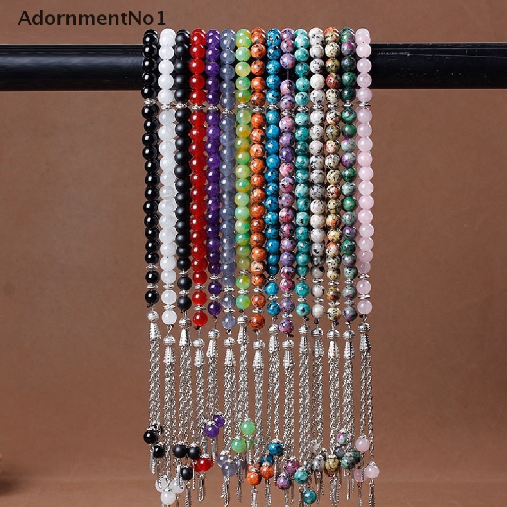 (AdornmentNo1) Tasbih Gelang Rosario 33 Manik-Manik Batu Agate Alami Untuk Umat Muslim