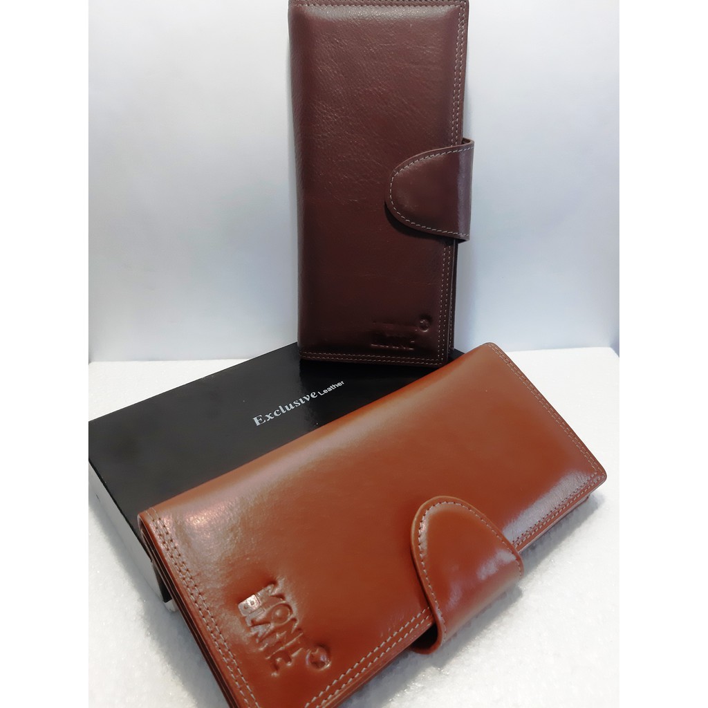 Dompet Kulit Asli Import Panjang Pria Wanita Exclusive Mont Blanc Motif Kulit Jeruk Lipat Kancing
