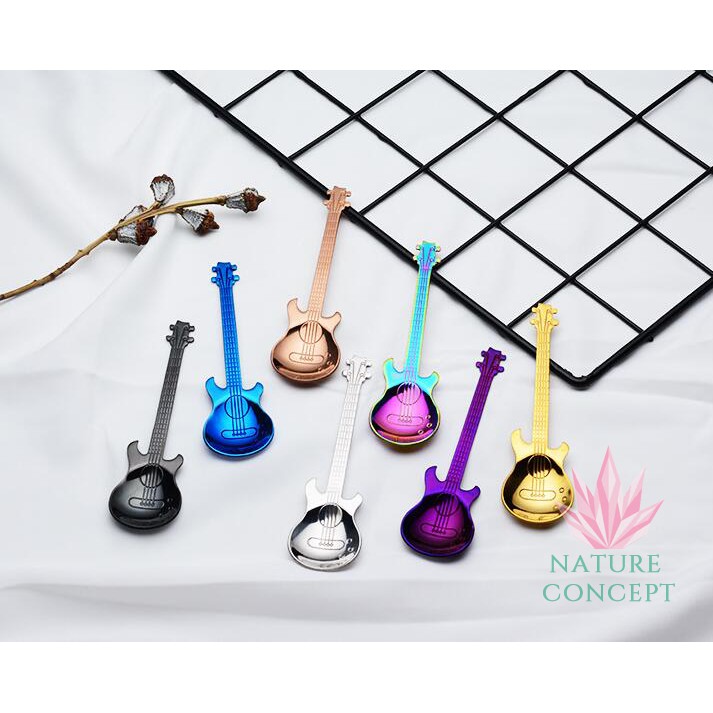 Stainless Steel Unique Electric Guitar Coffee Children Gift Spoon Sendok Anak Unik Gitar Listrik