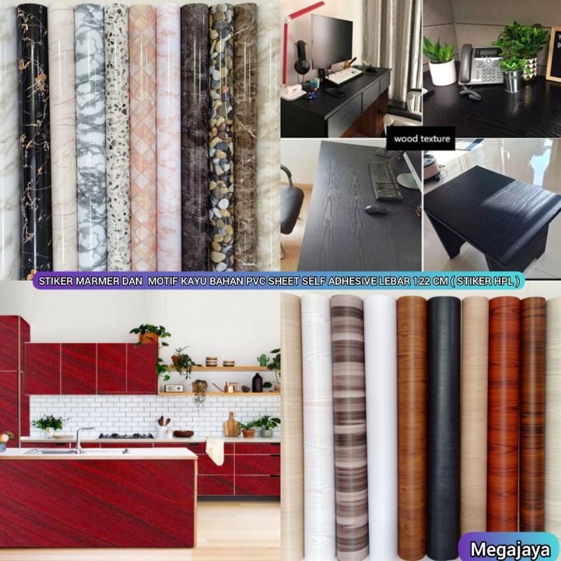Wallpaper Marmer Glossy Tebal Pelapis Furniture Lantai Keramik Kayu Meja Kaca Lemari Dinding Dapur A