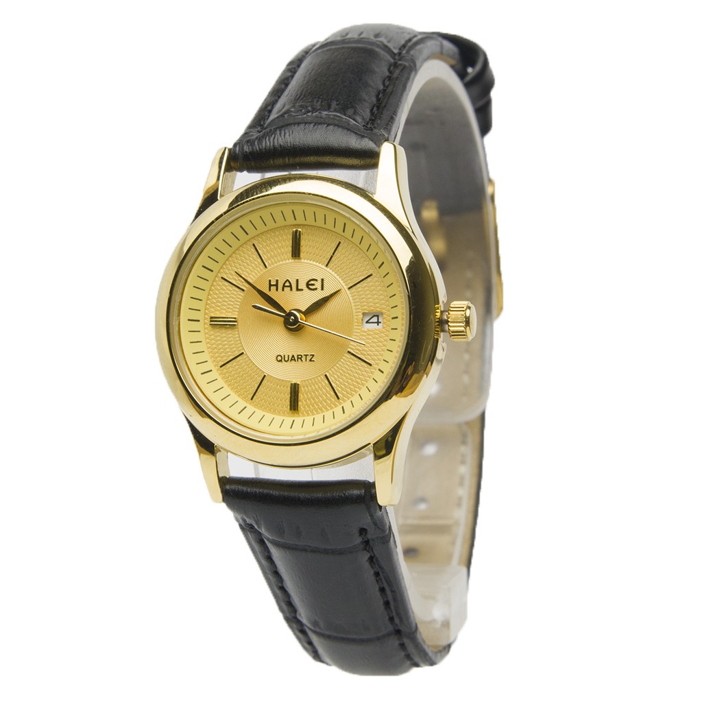  Jam  Tangan  Kulit  Wanita Dial Kecil Gold 531L Tanggal 