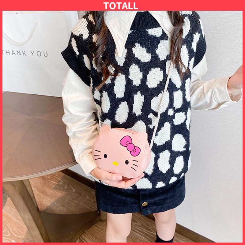 COD Tas Anak Hello Kitty Yang Indah Anak Perempuan Kartun Lucu Tas Bahu Fashion Mini Messenger Bag PU Tas Kecil-Totall