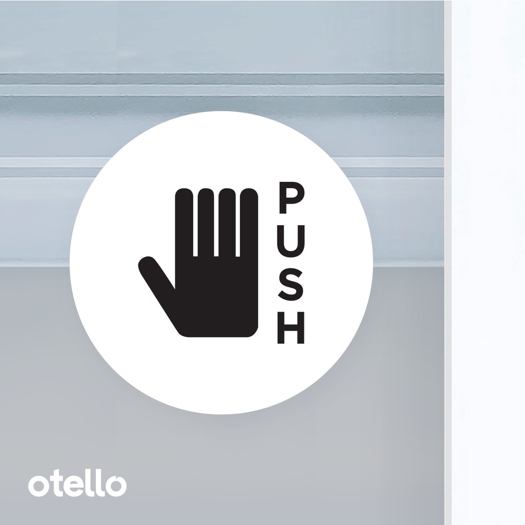 Sign Akrilik Push Pull Bulat Icon Minimalist Signage Board Label Acrylic Pintu Tempel Sticker Pintu Kafe Restoran Kantor Gedung
