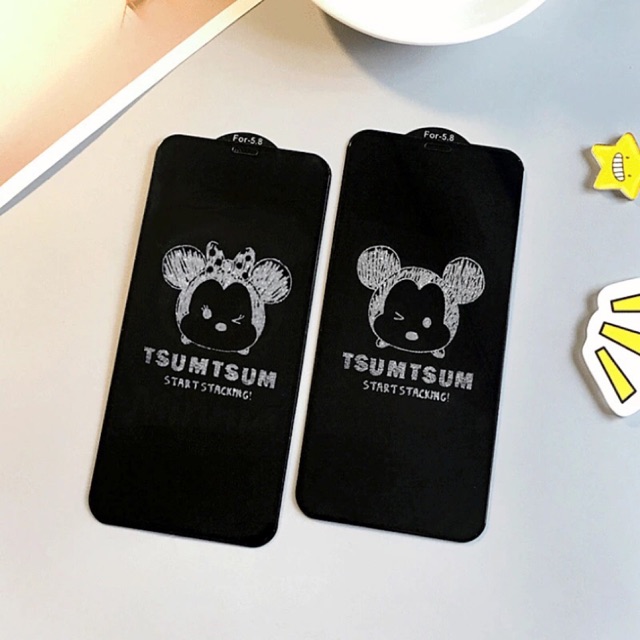 [ vhieshop ] Tempered Glass 6D Glitter Ip  motif Tsum Tsum Minie ANTI GORES IP 11