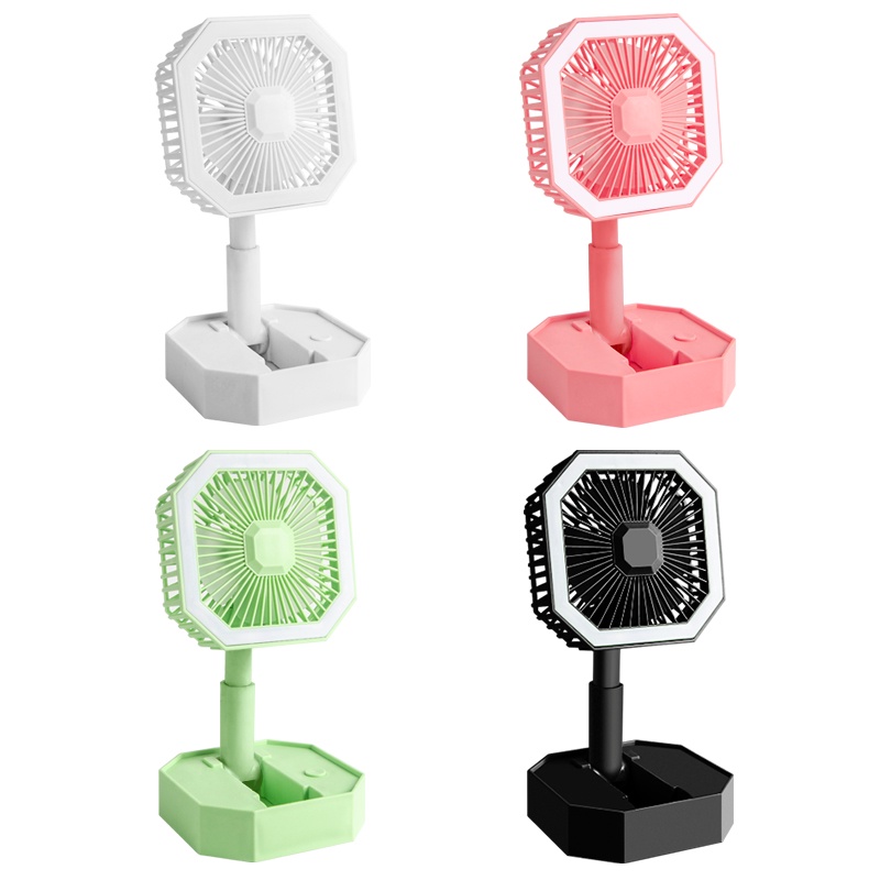 Kipas Angin Portable 2 IN 1 Mini Fan LED Lipat kotak kecil universal Kipas Pendingin lampu belajar tidur hias meja hemat tempat penyejuk multifungsi