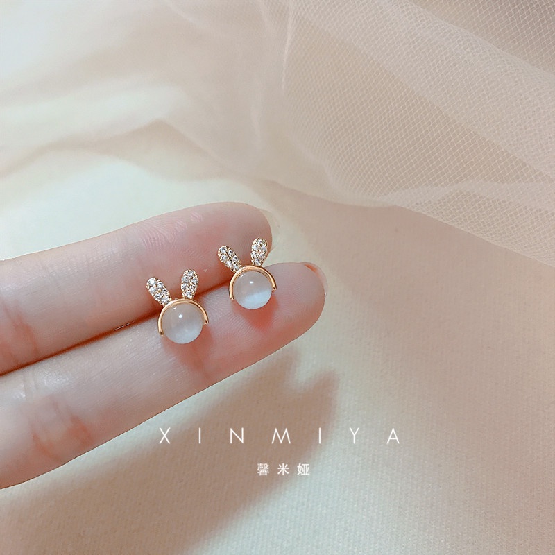 Anting S925 Silver Needle Bentuk Kelinci Mini Untuk Wanita