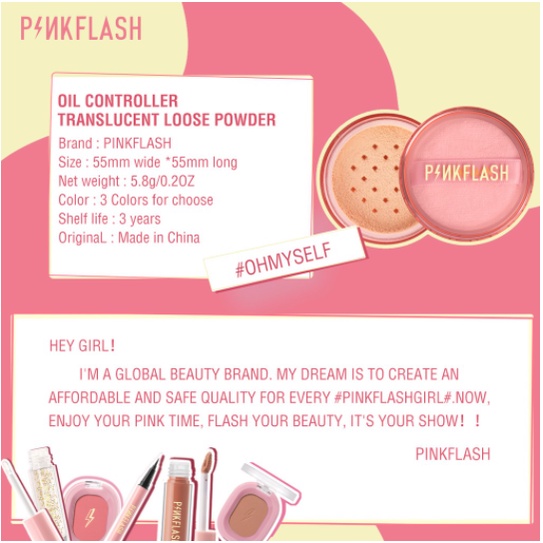 PINKFLASH #OhMySelf Matte Loose Setting Powder - Bedak Tabur Tahan Air &amp; Lama