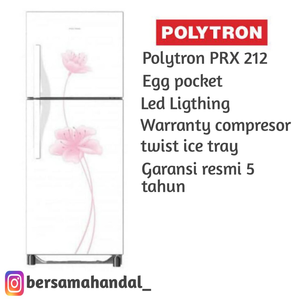POLYTRON PRX-212 KULKAS 2 PINTU 210 L NEW MODEL PRX212 GARANSI RESMI