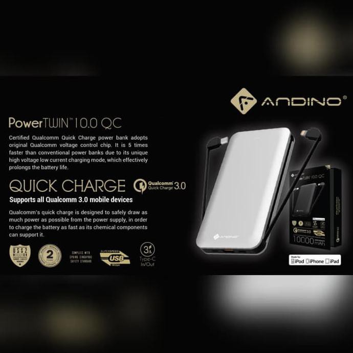ITERMURAHl Andino PowerTWIN 10 QCPD Power Delivery MFI Powerbank 10000mAh M.Green