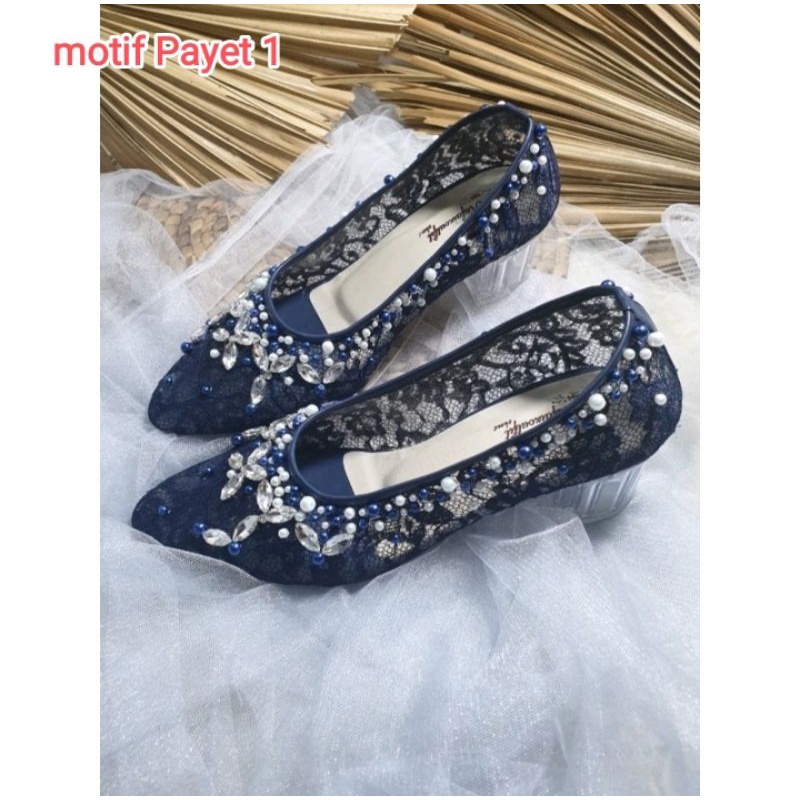 Sepatu pengantin Termurah sepatu Payet hak 5 cm sepatu brokat sepatu lamaran kondangan wisuda