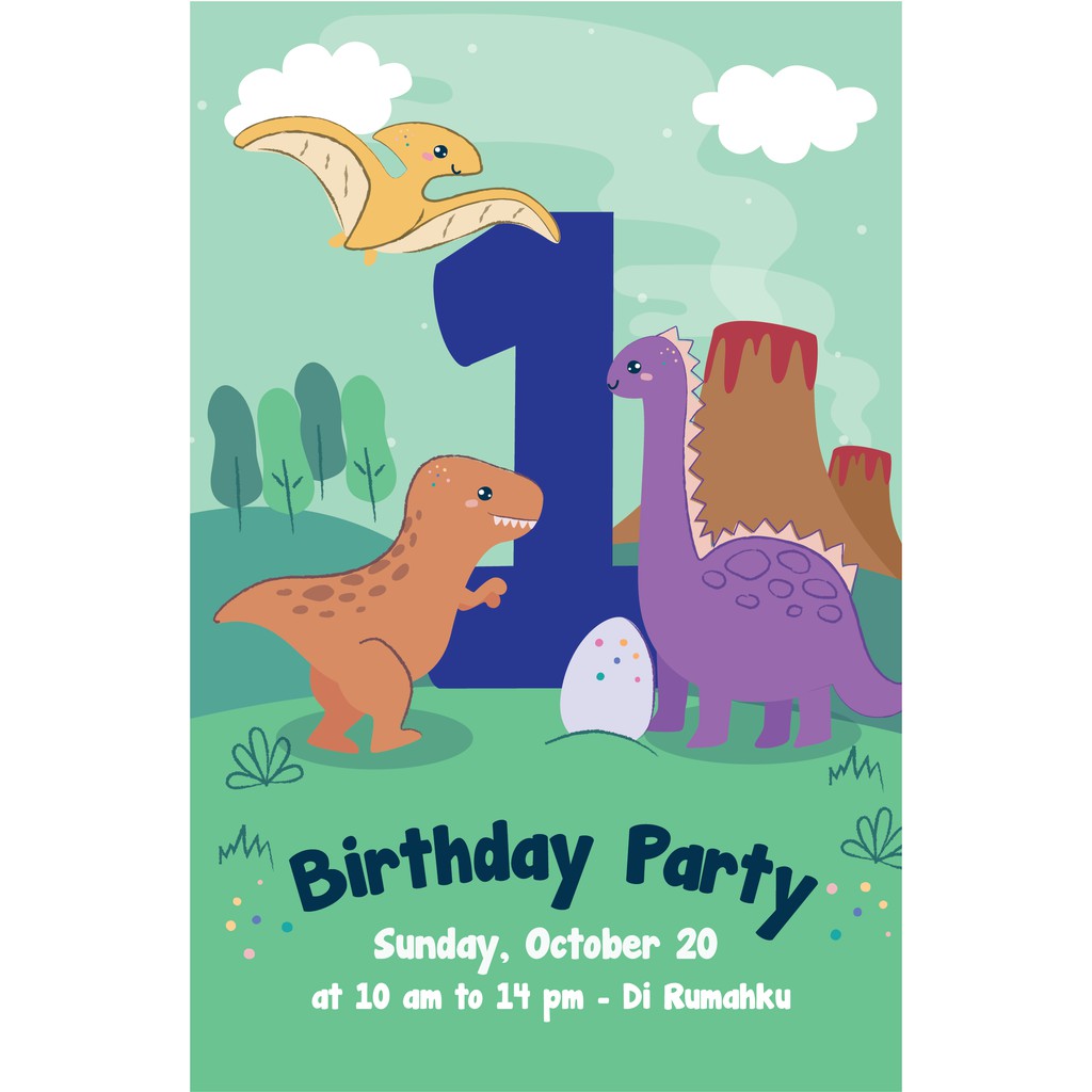 Undangan Ulang Tahun Dan Thanks Card Dinosaurus 3
