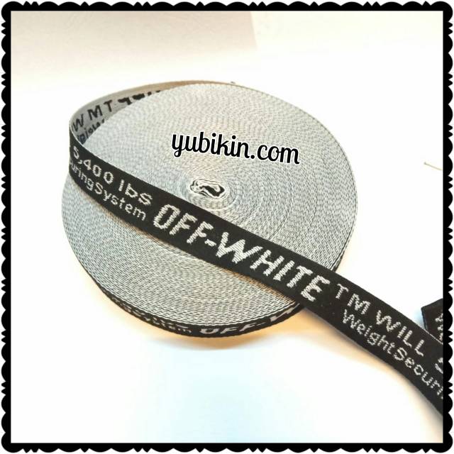 36 Yard Pita Motif Off White Hitam Putih 2 5cm Polyester Shopee Indonesia